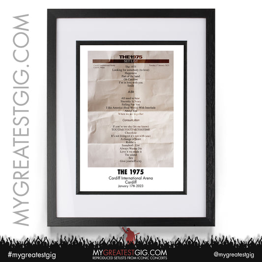 The 1975 - Cardiff - January 17th 2023 Recreated Setlist Poster