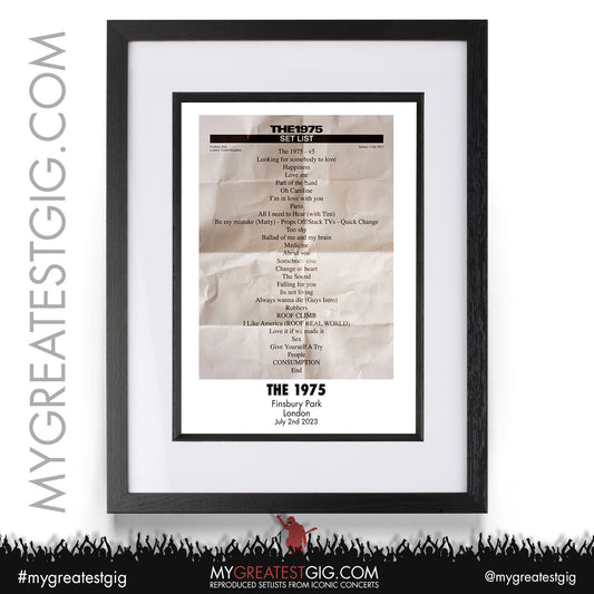 The 1975 - London - July 2nd 2023 Recreated Setlist Poster