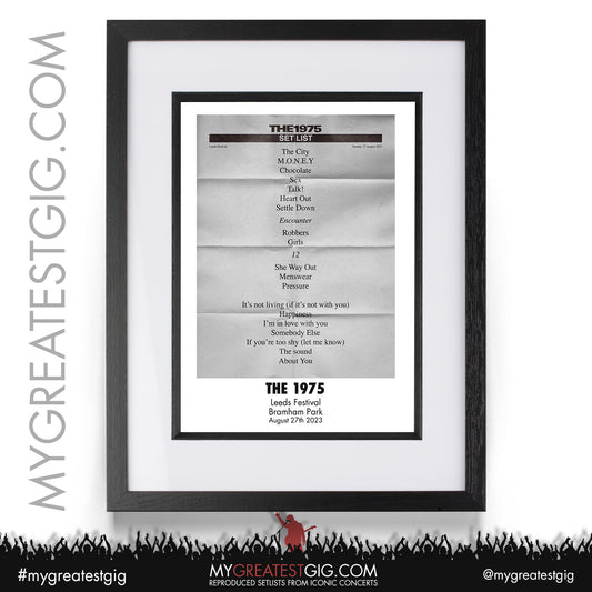 The 1975 - Leeds Festival - August 27th 2023 Recreated Setlist Poster