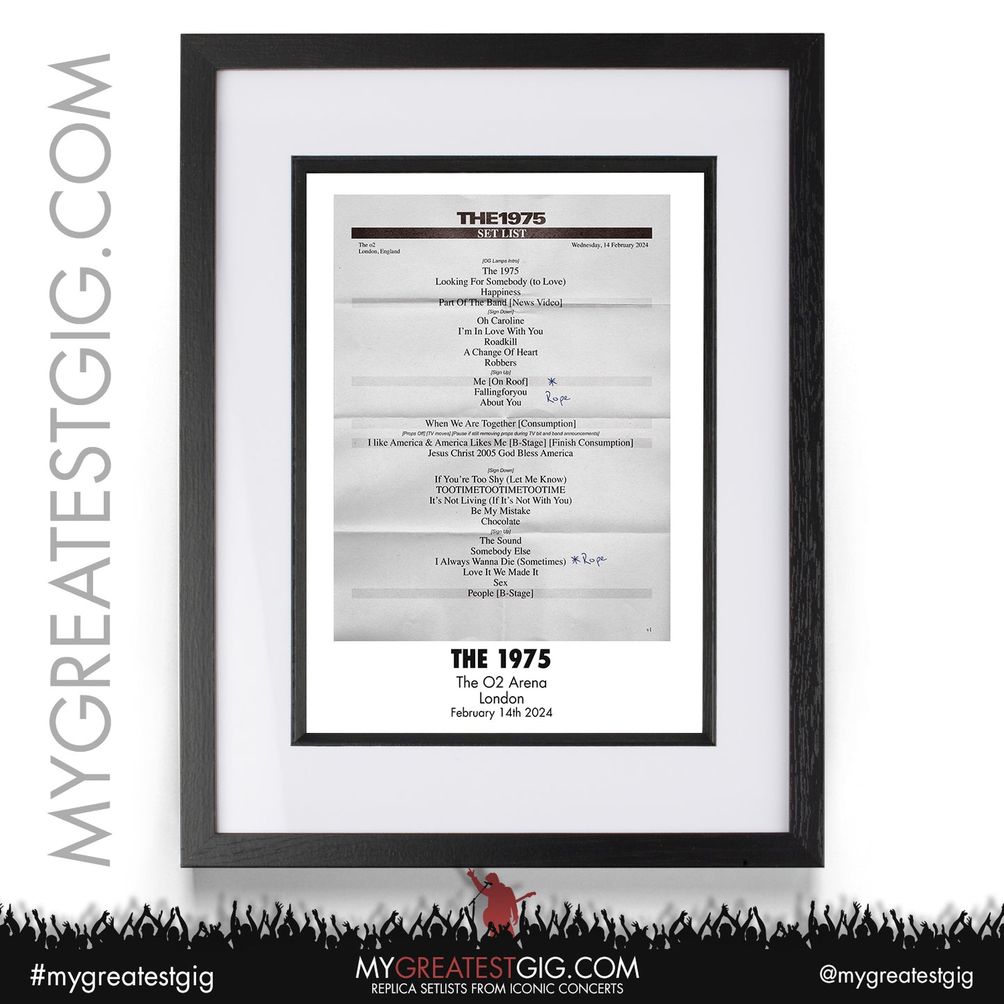 The 1975 - London - January 14th 2024 Replica Setlist Poster