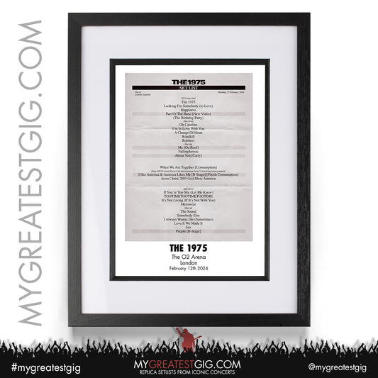 The 1975 - London - January 12th 2024 Replica Setlist Poster