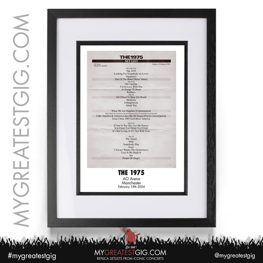 The 1975 - Manchester - February 18th 2024 Replica Setlist Poster