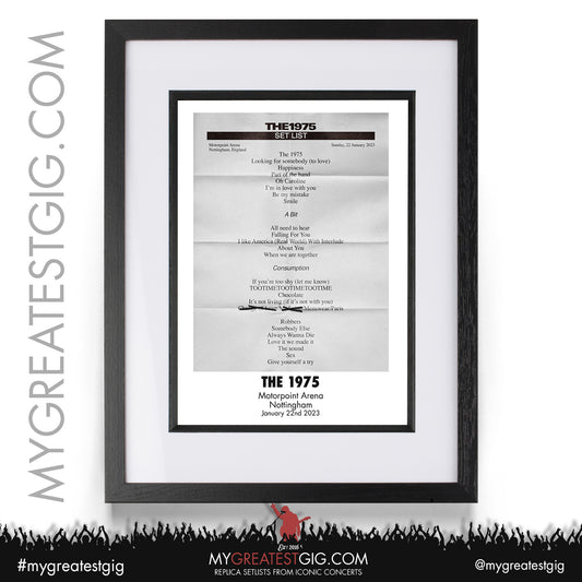 The 1975 - Nottingham - January 22nd 2023 Replica Setlist Poster