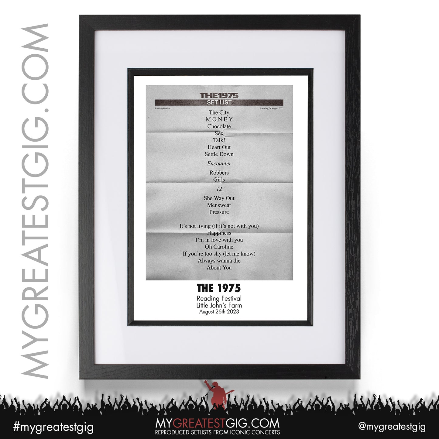 The 1975 - Reading Festival - August 26th 2023 Recreated Setlist Poster