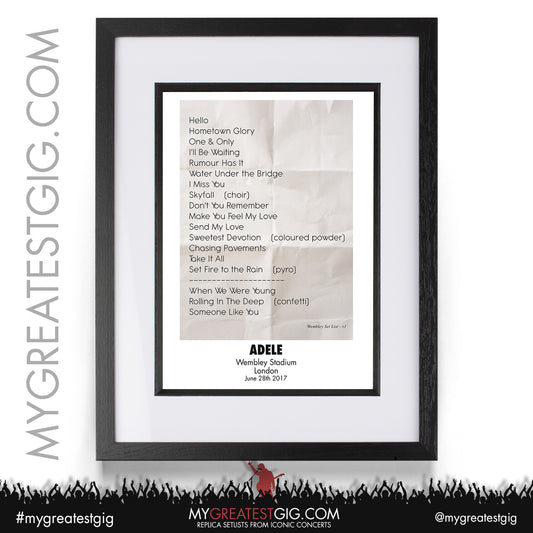 Adele - London - June 28th 2017 Replica Setlist Poster