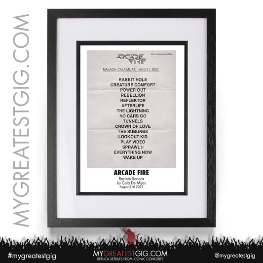 Arcade Fire - Malaga - August 31st 2023 Replica Setlist Poster