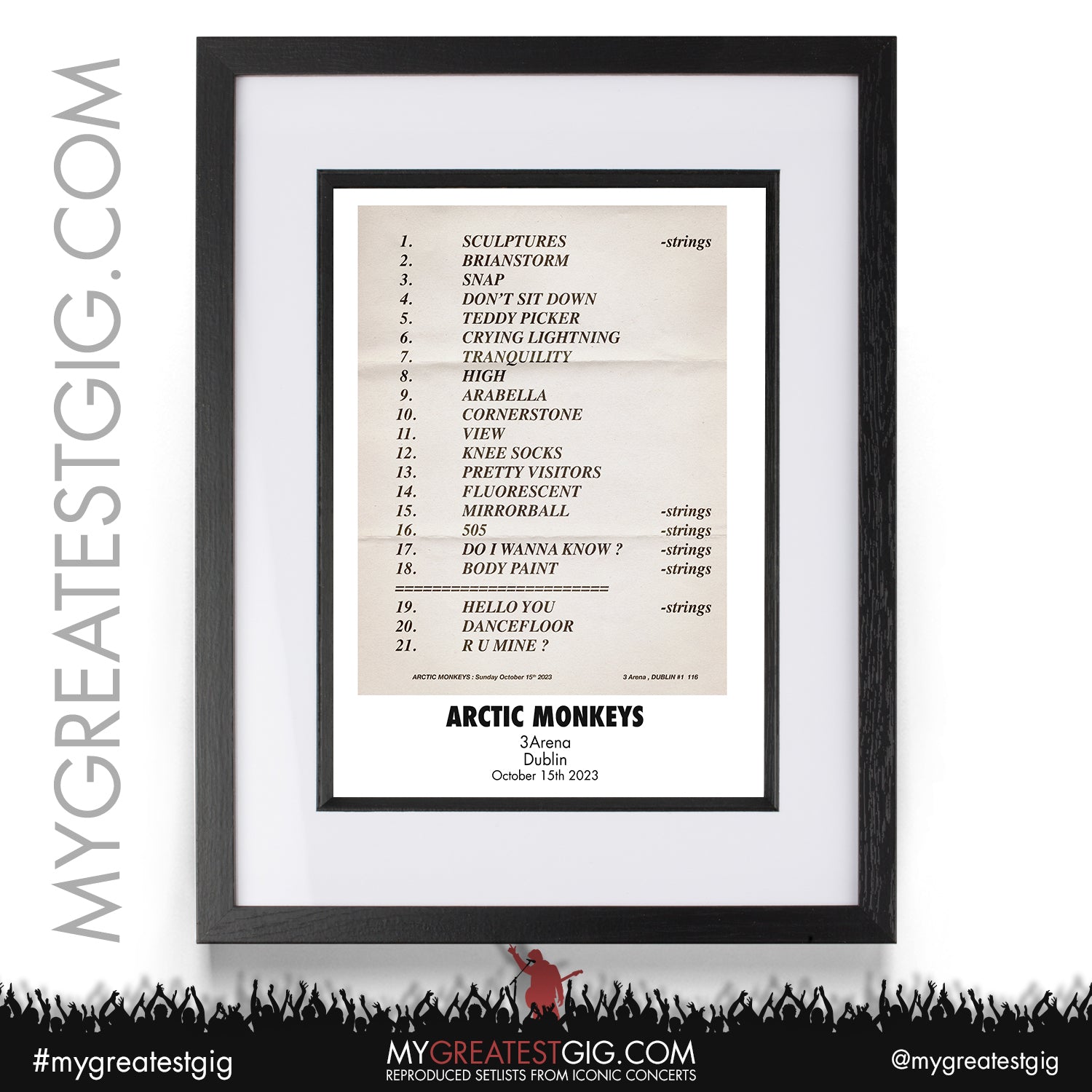 Arctic Monkeys Dublin October 15th 2023 Recreated Setlist Poster