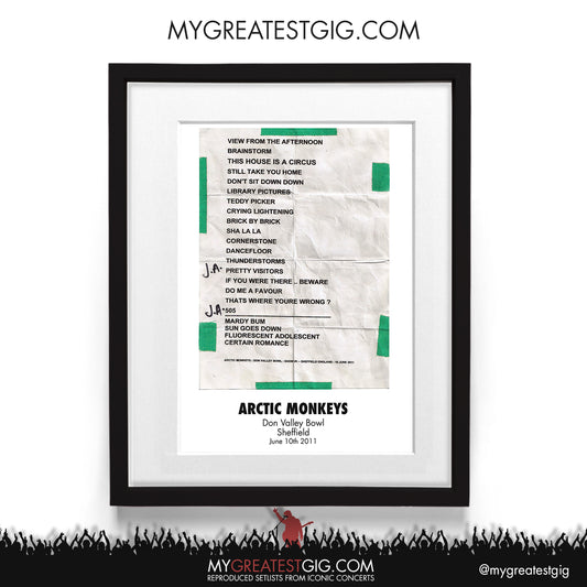 Arctic Monkeys - Sheffield - June 10th 2011 Recreated Setlist Poster