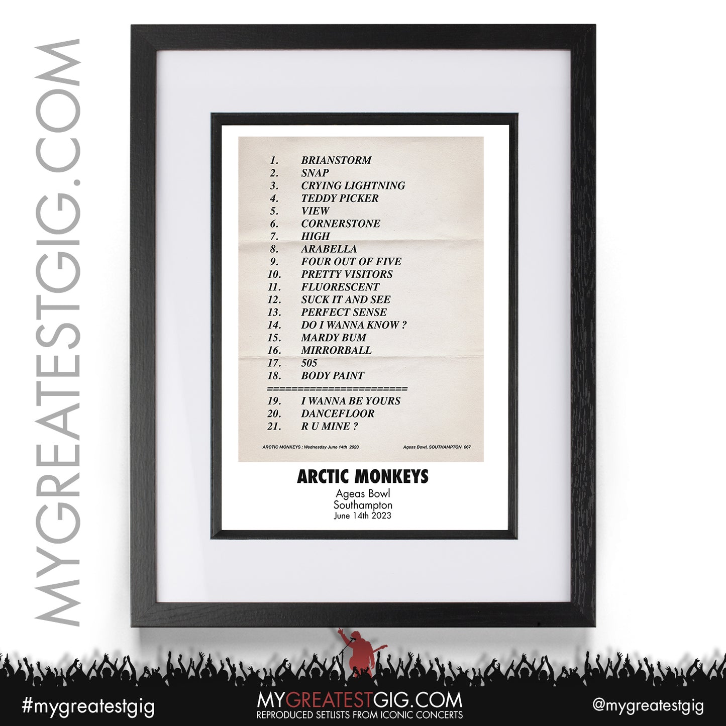 Arctic Monkeys - Southampton - June 14th 2023 Recreated Setlist Poster