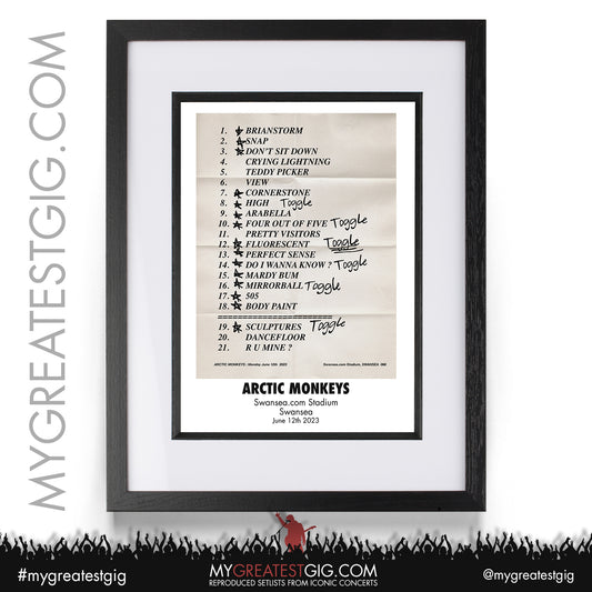 Arctic Monkeys - Swansea - June 12th 2023 Recreated Setlist Poster