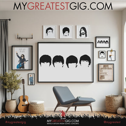 The Beatles - Minimal Band Hairstyles Illustration - Posters, Prints & Greeting Cards