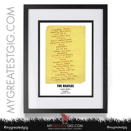 The Beatles - London - April 8th 1963 Replica Setlist Poster