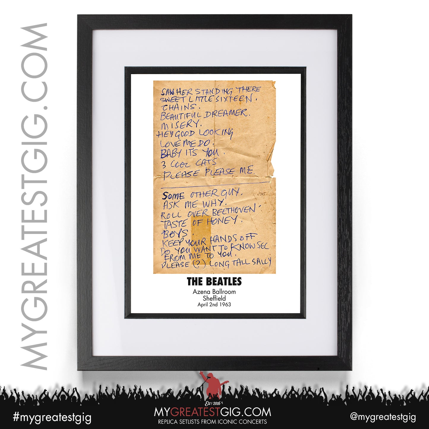 The Beatles - Sheffield - Apr 2nd 1963 Recreated Setlist Poster