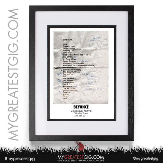 Beyoncé - Glastonbury Festival - June 26th 2011 Recreated Setlist Poster