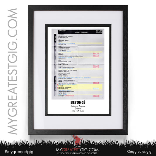 Beyoncé - Solna - May 10th 2023 Replica Setlist Poster