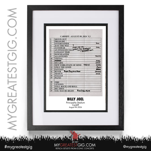 Billy Joel - Cardiff - August 9th 2024 Replica Setlist Poster