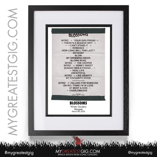 Blossoms - Margate - March 6th 2020 Replica Setlist Poster