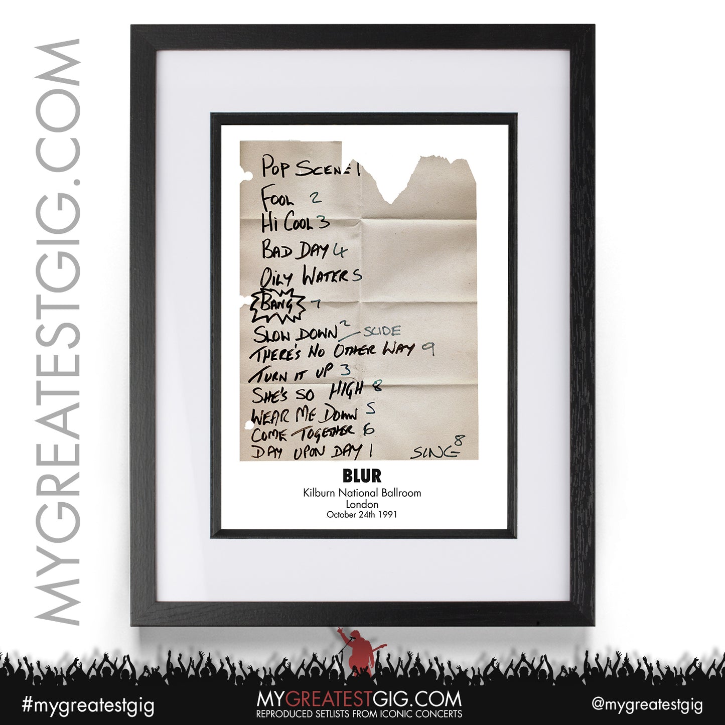 Blur - London - October 24th 1991 Recreated Setlist Poster