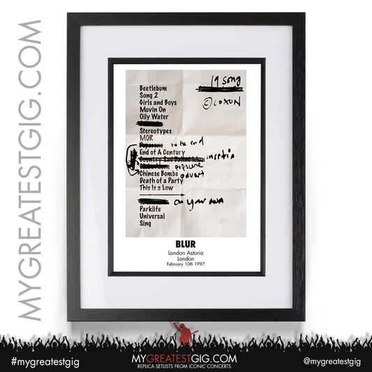 Blur - London - February 10th 1997 Replica Setlist Poster