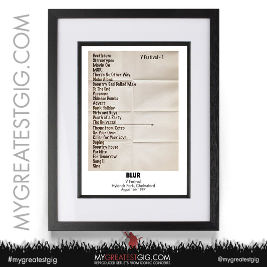 Blur - V Festival - August 16th 1997 Recreated Setlist Poster