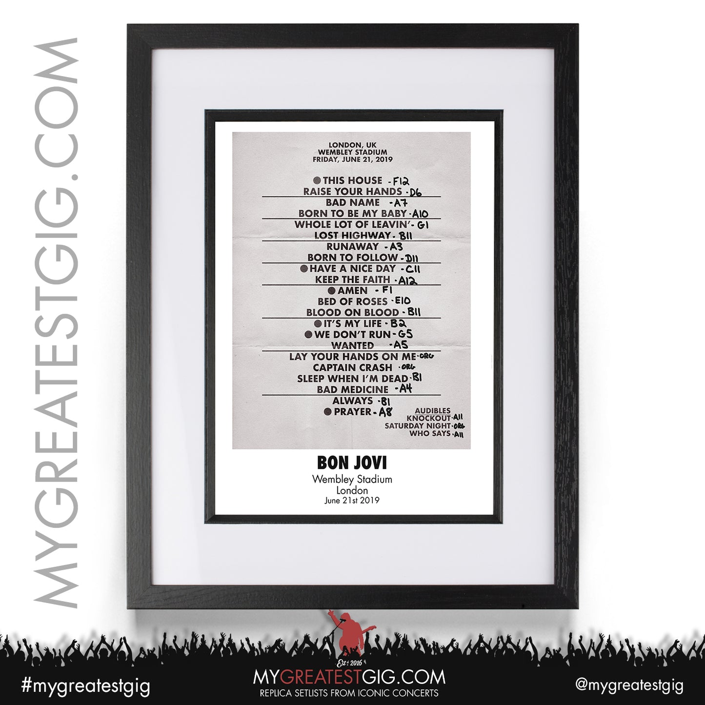 Bon Jovi - Wembley Stadium - June 21st 2019 Replica Setlist Poster