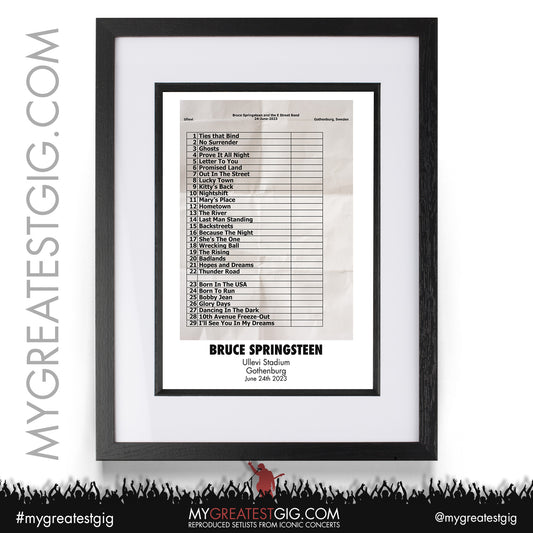 Bruce Springsteen - Gothenburg - June 24th 2023 Recreated Setlist Poster