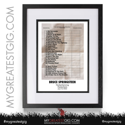 Bruce Springsteen - Hockenheim - July 21st 2023 Recreated Setlist Poster