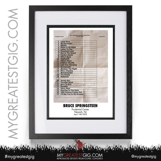 Bruce Springsteen - Newark - April 14th 2023 Recreated Setlist Poster