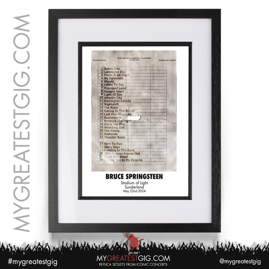 Bruce Springsteen - Sunderland - May 22nd 2024 Replica Setlist Poster