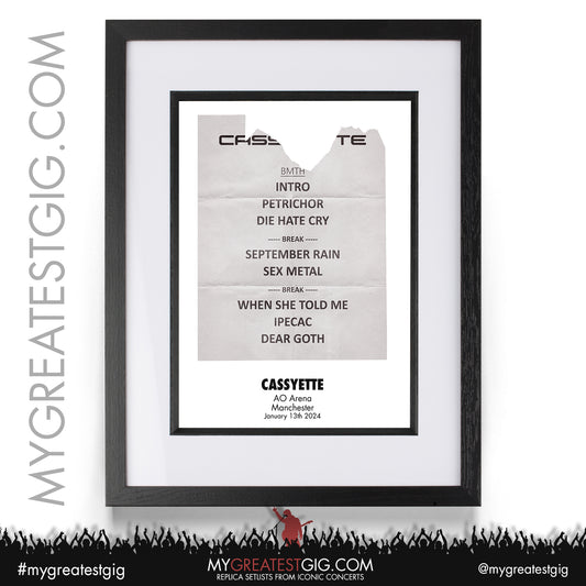 Cassyette - Manchester - January 13th 2024 Recreated Setlist Poster