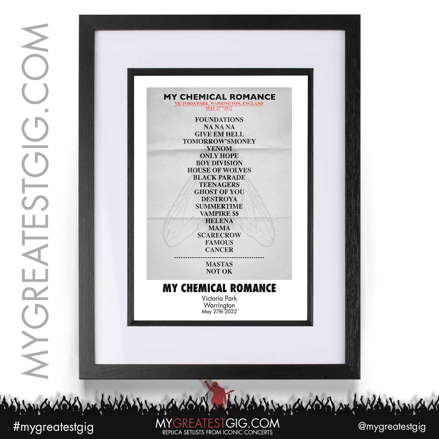 My Chemical Romance - Warrington - May 27th 2022 Replica Setlist Poster