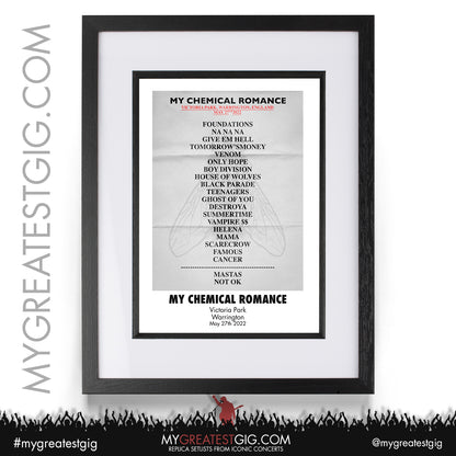 My Chemical Romance - Warrington - May 27th 2022 Replica Setlist Poster