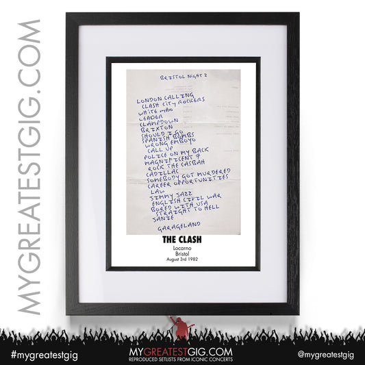 The Clash - Bristol - August 3rd 1982 Recreated Setlist Poster