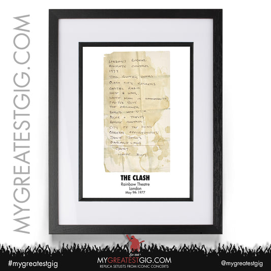 The Clash - London - May 9th 1977 Replica Setlist Poster