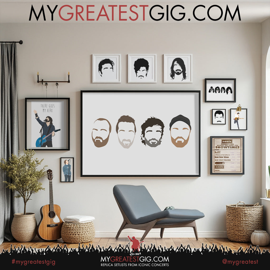 Coldplay - Minimal Band Hairstyles Illustration - Posters, Prints & Greeting Cards