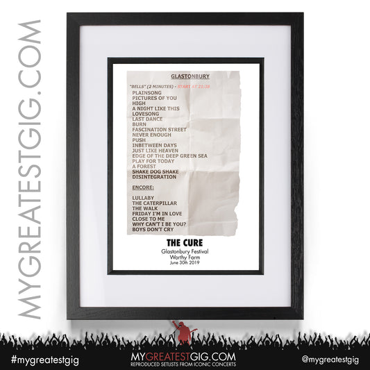 The Cure - Glastonbury Festival - Jun 30th 2019 Recreated Set List Poster