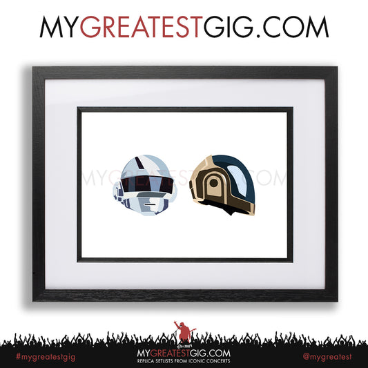 Daft Punk - Minimal Band Hairstyles Illustration - Posters, Prints & Greeting Cards