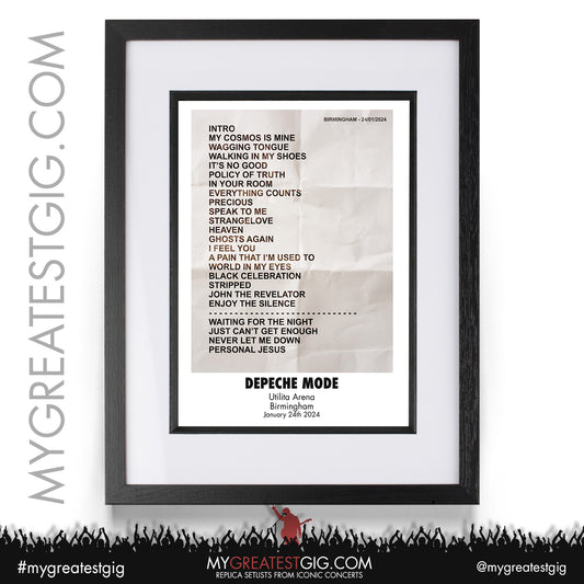 Depeche Mode - Birmingham - January 24th 2024 Replica Setlist Poster