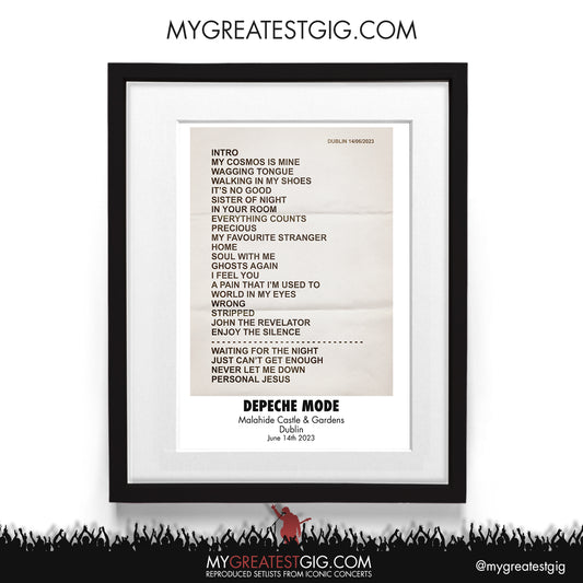 Depeche Mode - Dublin - June 14th 2023 Recreated Setlist Poster