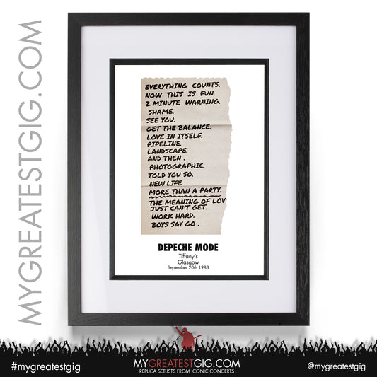 Depeche Mode - Glasgow - September 20th 1983 Replica Setlist Poster