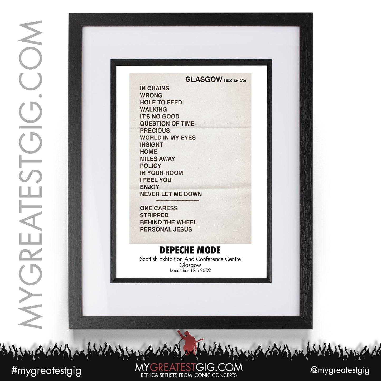 Depeche Mode - Glasgow - December 12th 2009 Replica Setlist Poster