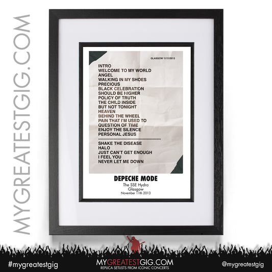 Depeche Mode - Glasgow - November 11th 2013 Replica Setlist Poster