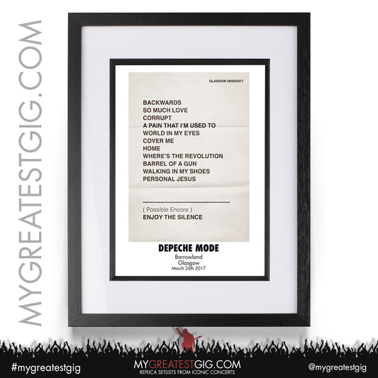 Depeche Mode - Glasgow - March 26th 2017 Replica Setlist Poster