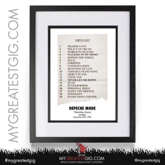 Depeche Mode - Wembley - December 20th 1993 Replica Setlist Poster