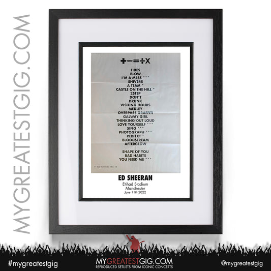 Ed Sheeran - Manchester - June 11th 2022 Recreated Setlist Poster