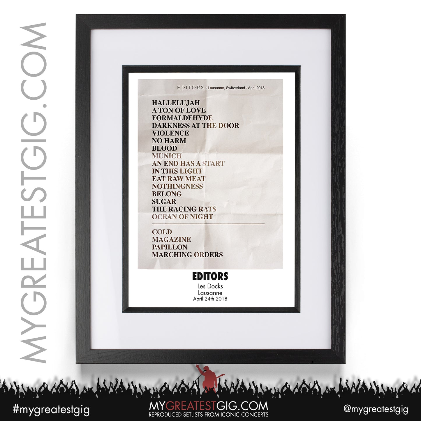 Editors- Lausanne - April 24th 2018 Recreated Setlist Poster