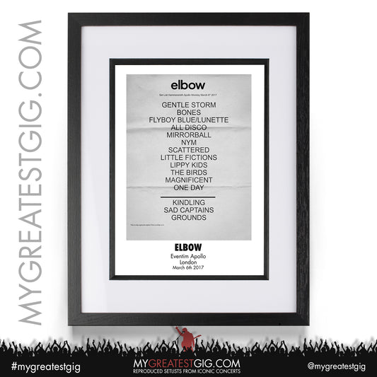 Elbow - London - March 6th 2017 Recreated Setlist Poster