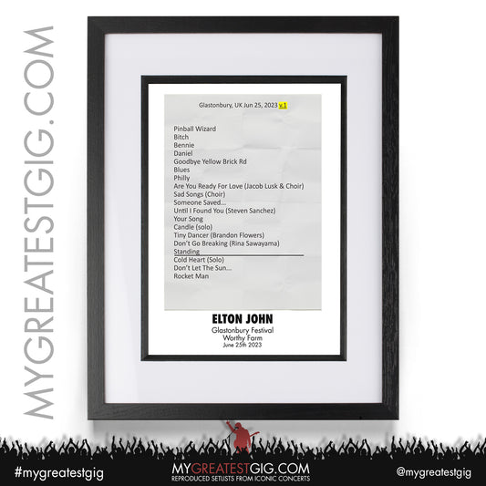 Elton John - Glastonbury Festival - June 25th 2023 Recreated Setlist Poster