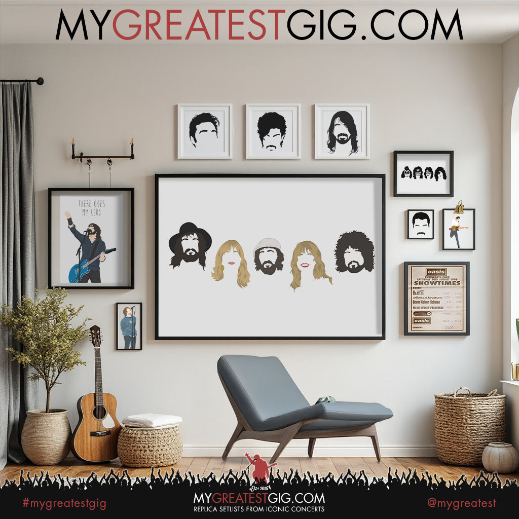 Fleetwood Mac - Minimal Band Hairstyles Illustration - Posters, Prints & Greeting Cards