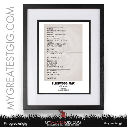 Fleetwood Mac - London - June 22nd 2015 Recreated Setlist Poster